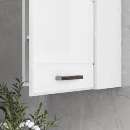NESTLUNE Bathroom Wall Cabinet, High Gloss Soft-Close Storage in White - thumbnail 6