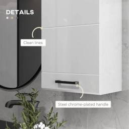 NESTLUNE Bathroom Wall Cabinet, High Gloss Soft-Close Storage in White - thumbnail 5