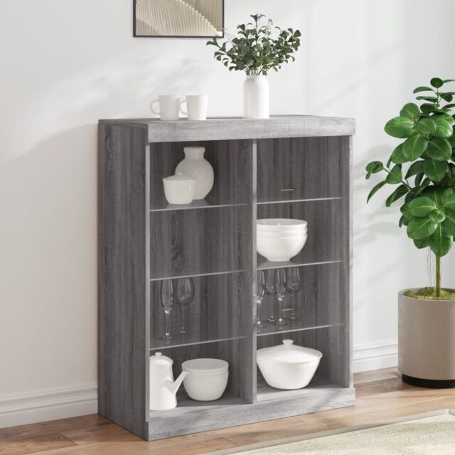Berkfield Home Sideboard with LED Lights Grey Sonoma 81x37x100 cm - Size: 81 x 37 x 100 cm - image 1