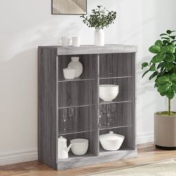 Berkfield Home Sideboard with LED Lights Grey Sonoma 81x37x100 cm - Size: 81 x 37 x 100 cm - thumbnail 1