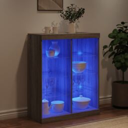 Berkfield Home Sideboard with LED Lights Grey Sonoma 81x37x100 cm - Size: 81 x 37 x 100 cm - thumbnail 4