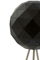 Orsina Metallic Silver Finish Floor Lamp, Gold Inner Shade With Geometric Steel Design, Tripod Standing Lamp in Black - thumbnail 3