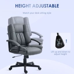 HOMCOM Swivel Executive Office Chair Mid Back PU Leather Chair w/ Arm in Dark Grey - thumbnail 4