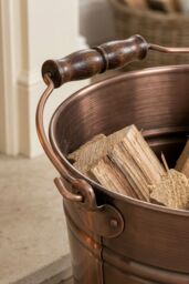 Dibor Traditional Fireside Copper Coal, Log Storage & Kindling Bucket Basket - thumbnail 3
