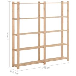 Berkfield Home 5-Tier Storage Rack 170x28.5x170 cm Solid Pinewood in Brown - thumbnail 6