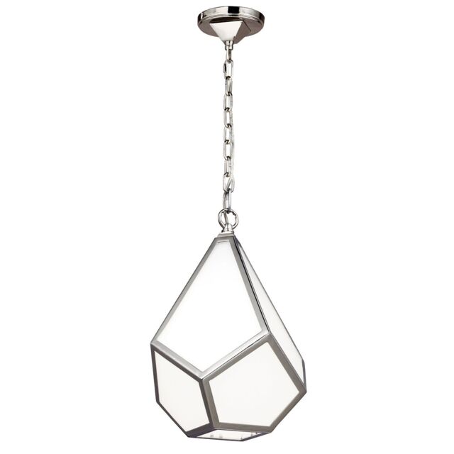 Loops Ceiling Pendant Light Opal White Acrylic Panels Polished Nickel LED E27 60W in Metallics