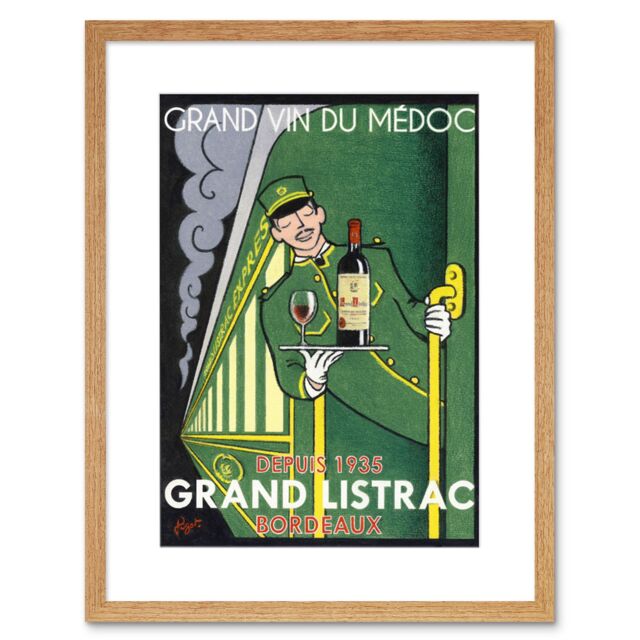 "Artery8 Wall Art Print Wine Grand Vin Medoc Listrac Express Artwork Framed 9X7 Inch in Beige - Size: W7"" x H9""" - image 1