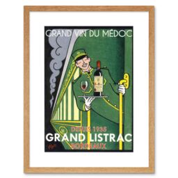 "Artery8 Wall Art Print Wine Grand Vin Medoc Listrac Express Artwork Framed 9X7 Inch in Beige - Size: W7"" x H9""" - thumbnail 1