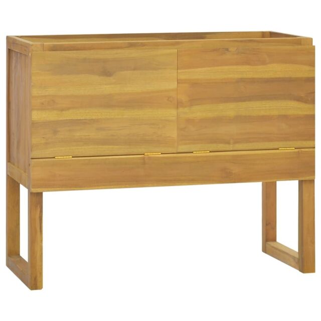 Berkfield Home Bathroom Cabinet 90x45x75 cm Solid Wood Teak in Brown - Size: 90 x 45 x 75 cm - image 1