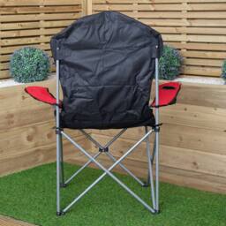 Samuel Alexander Luxury Padded High Back Outdoor Folding Chair with Cupholder in Red - thumbnail 7