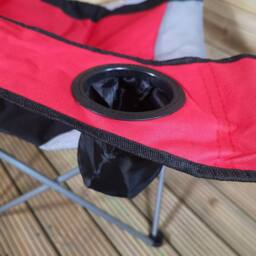 Samuel Alexander Luxury Padded High Back Outdoor Folding Chair with Cupholder in Red - thumbnail 4