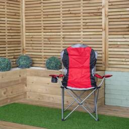 Samuel Alexander Luxury Padded High Back Outdoor Folding Chair with Cupholder in Red - thumbnail 8