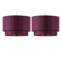 First Choice Lighting Set of 2 Kozy - Burgundy & Gold 30cm Pendant Shades - thumbnail 1