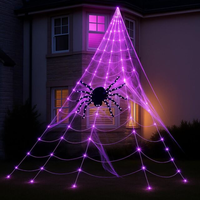 Marco Paul 23ft Giant Spider Web Halloween Decoration Pre-lit Spider Decor - image 1