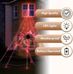 Marco Paul 23ft Giant Spider Web Halloween Decoration Pre-lit Spider Decor - thumbnail 3