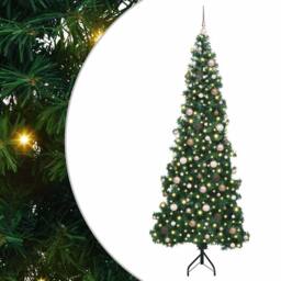 Berkfield Home Corner Artificial Christmas Tree Green 240 cm PVC & Metal - thumbnail 2
