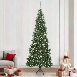 Berkfield Home Corner Artificial Christmas Tree Green 240 cm PVC & Metal - thumbnail 1