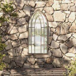 Berkfield Home Garden Mirror Sand 100x45 cm Iron for Outdoor Use in Beige