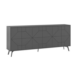 Decortie 6-Doors Push-to-open Doors Sideboard 'Dune' with Metal Legs 183cm in Dark Grey - Size: 3 Pack - thumbnail 2
