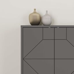 Decortie 6-Doors Push-to-open Doors Sideboard 'Dune' with Metal Legs 183cm in Dark Grey - Size: 3 Pack - thumbnail 3
