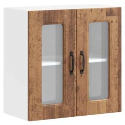Berkfield Home Kitchen Wall Cabinet with Glass Door Kalmar Old Wood Engineered Wood in Brown - thumbnail 1