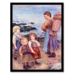 Artery8 Pierre Auguste Renoir Framed Wall Art Mussel Fishers at Berneval - Size: A4 - thumbnail 1