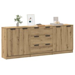 Berkfield Home Sideboards 3 pcs Artisan Oak 60x30x70 cm Engineered Wood in Brown - Size: 60 x 30 x 70 cm