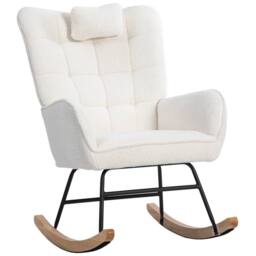 Fascinate White Fabric Rocking Armchair - Ergonomic & Cushioned with Footstool - thumbnail 9