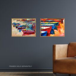 Artery8 Wall Art Print Vietnam Fisherman Rowing Boats Set Of 2 s Kitchen Bathroom Aesthetic Oil Paintings A4 - thumbnail 2
