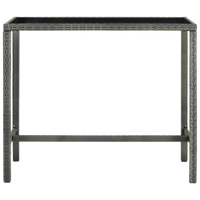 Berkfield Home Garden Bar Table Grey 130x60x110 cm Poly Rattan & Glass - Size: 130 x 60 x 110 cm - image 1