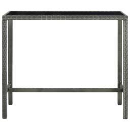 Berkfield Home Garden Bar Table Grey 130x60x110 cm Poly Rattan & Glass - Size: 130 x 60 x 110 cm - thumbnail 1