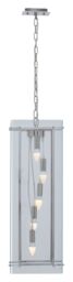 Orsina 5 Bulb Pendant Light, Industrial Farmhouse Rectangular Ceiling Fixture, Clear Glass Shade With Nickel Finish in Silver