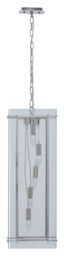 Orsina 5 Bulb Pendant Light, Industrial Farmhouse Rectangular Ceiling Fixture, Clear Glass Shade With Nickel Finish in Silver - thumbnail 4