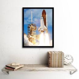 "Artery8 Space NASA Shuttle Discovery Rocket Launch Photo 12x16"" Framed Art in Blue - Size: W12"" x H16""" - thumbnail 2