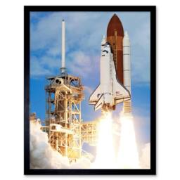 "Artery8 Space NASA Shuttle Discovery Rocket Launch Photo 12x16"" Framed Art in Blue - Size: W12"" x H16""" - thumbnail 1