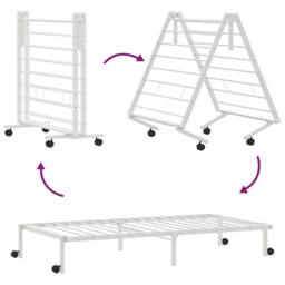 Berkfield Home Bed Frame without Mattress Foldable White 75x190 cm Steel - thumbnail 9