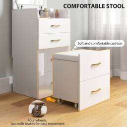 STILVORA Dressing Table with Glass Top, Drawers & Stool in White - thumbnail 7