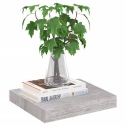 Berkfield Home Floating Wall Shelf Concrete Grey 23x23.5x3.8 cm MDF - thumbnail 3