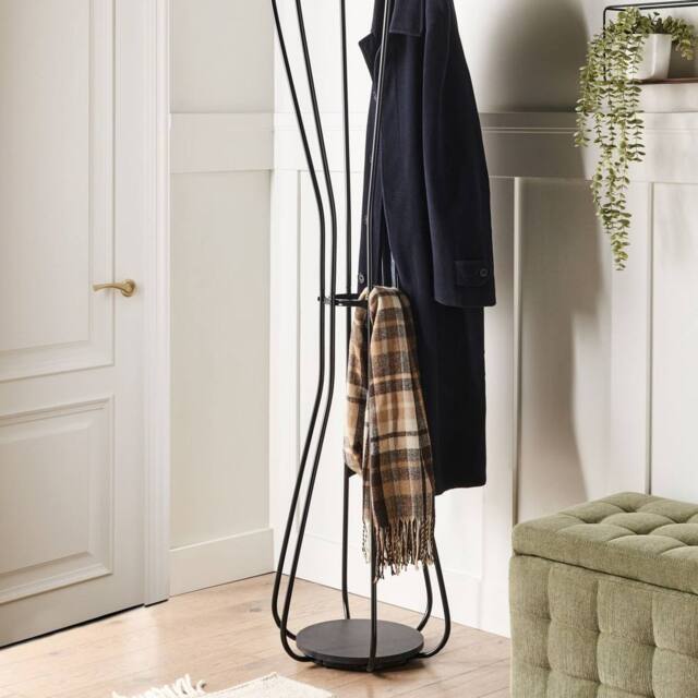 Wyld and Coco Black Metal Coat Stand 165cm - Freestanding Jacket Rack - image 1