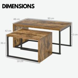 Rafaelo Mobilia Set Of 2 Nesting Tables Industrial Rustic Brown in Dark Brown - thumbnail 6