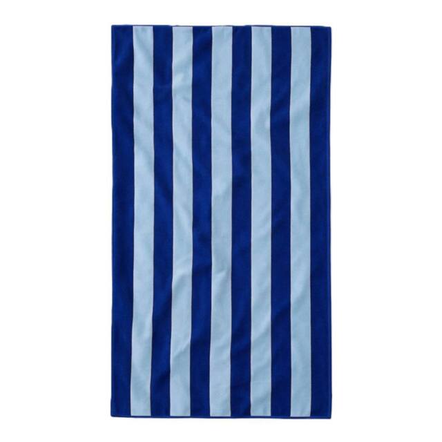 Misona Extra Large Striped Beach Towel - 100% Cotton in Blue - image 1