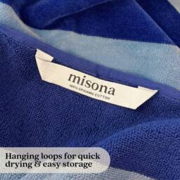 Misona Extra Large Striped Beach Towel - 100% Cotton in Blue - thumbnail 7