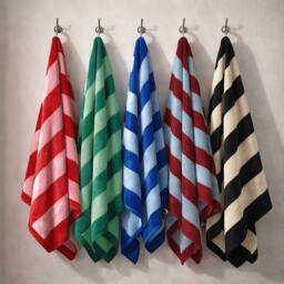 Misona Extra Large Striped Beach Towel - 100% Cotton in Blue - thumbnail 6