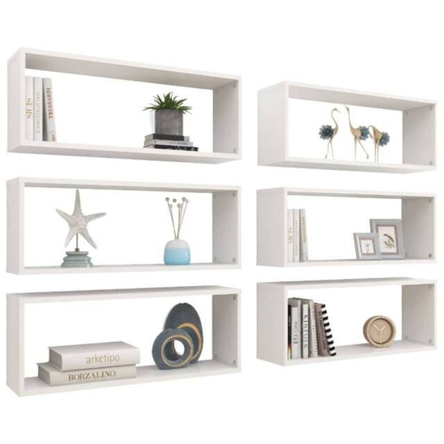 Berkfield Home Wall Cube Shelf 6 pcs White 60x15x23 cm Engineered Wood - Size: 60 x 15 x 23 cm - image 1