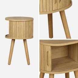 sweeek Pair Of Bedside Tables With Sliding Doors in Light Brown - thumbnail 2