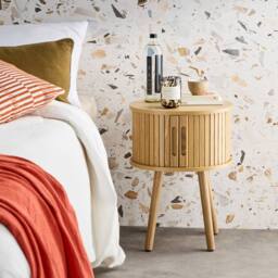 sweeek Pair Of Bedside Tables With Sliding Doors in Light Brown - thumbnail 4