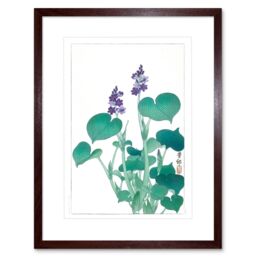 "Artery8 Wall Art Print Blooming Hosta Ohara Koson Art Framed 9x7 inch in Brown - Size: W7"" x H9""" - thumbnail 1