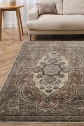 The Rug Shop UK Orange Border Floral Traditional Polyester Easy To Clean Rug - Size: 160 cm x 235 cm - thumbnail 1