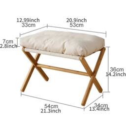 FLAVORA Beige Foldable Plush Bamboo Ottoman Footstool - Size: 0.6m2