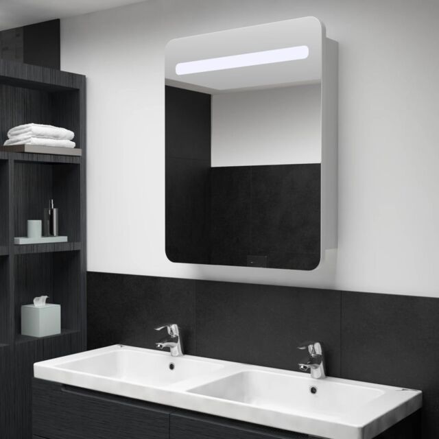 Berkfield Home LED Bathroom Mirror Cabinet 60x11x80 cm in White - Size: 60 x 11 x 80 cm - image 1